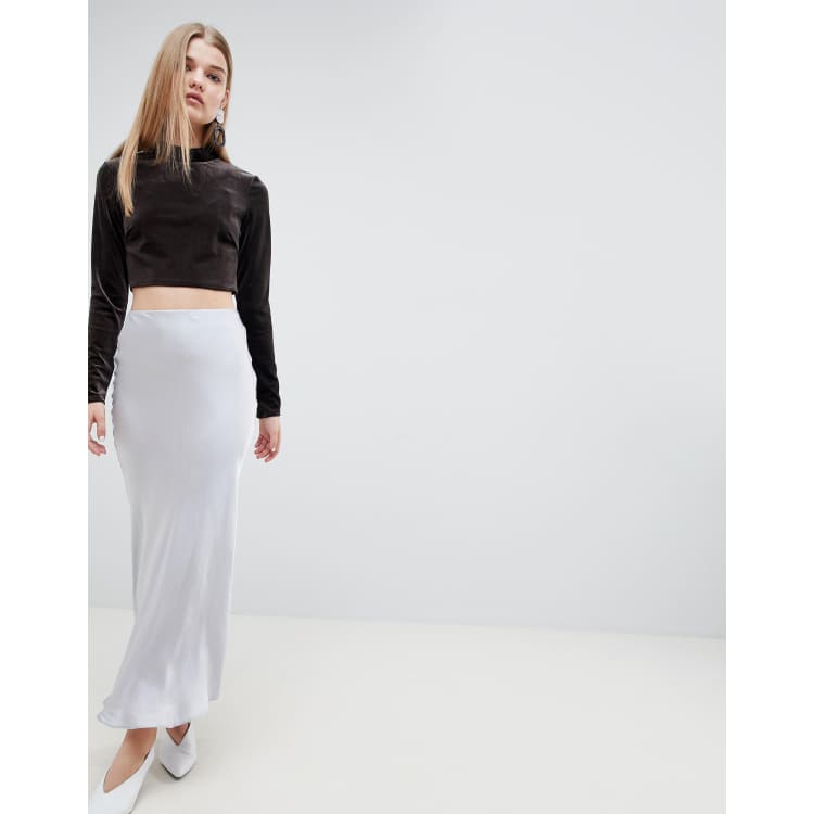 Asos white satin maxi sale skirt