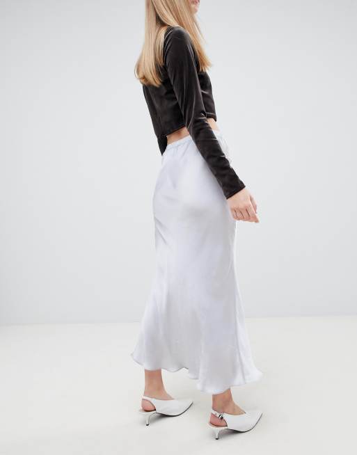 White silk hot sale long skirt