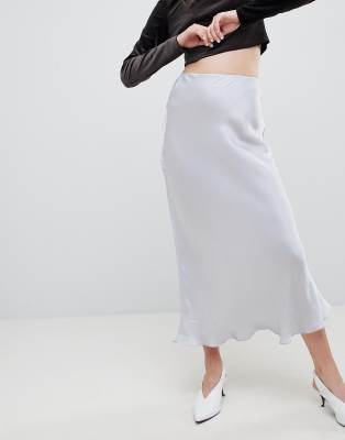 white silk maxi skirt