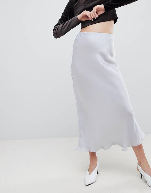 Asos white 2025 satin maxi skirt