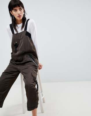 ASOS WHITE Satin Padded Military Jumpsuit