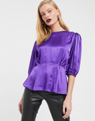 satin puff sleeve top