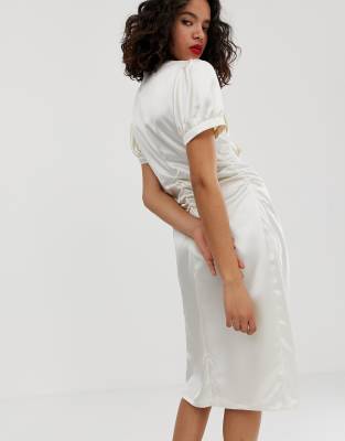 asos white satin dress