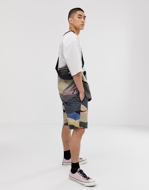 ASOS WHITE - Short droit à imprimé paysage en coton froissé (ensemble) - view 1
