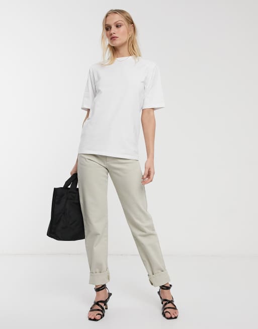 ASOS WHITE shoulder pad t-shirt