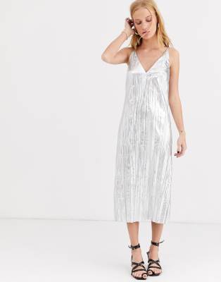 silver slip dress