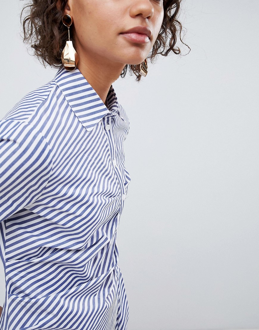 ASOS WHITE – skjortekjole med striber-Multifarvet