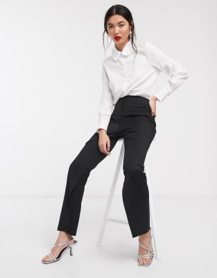 black split hem pants