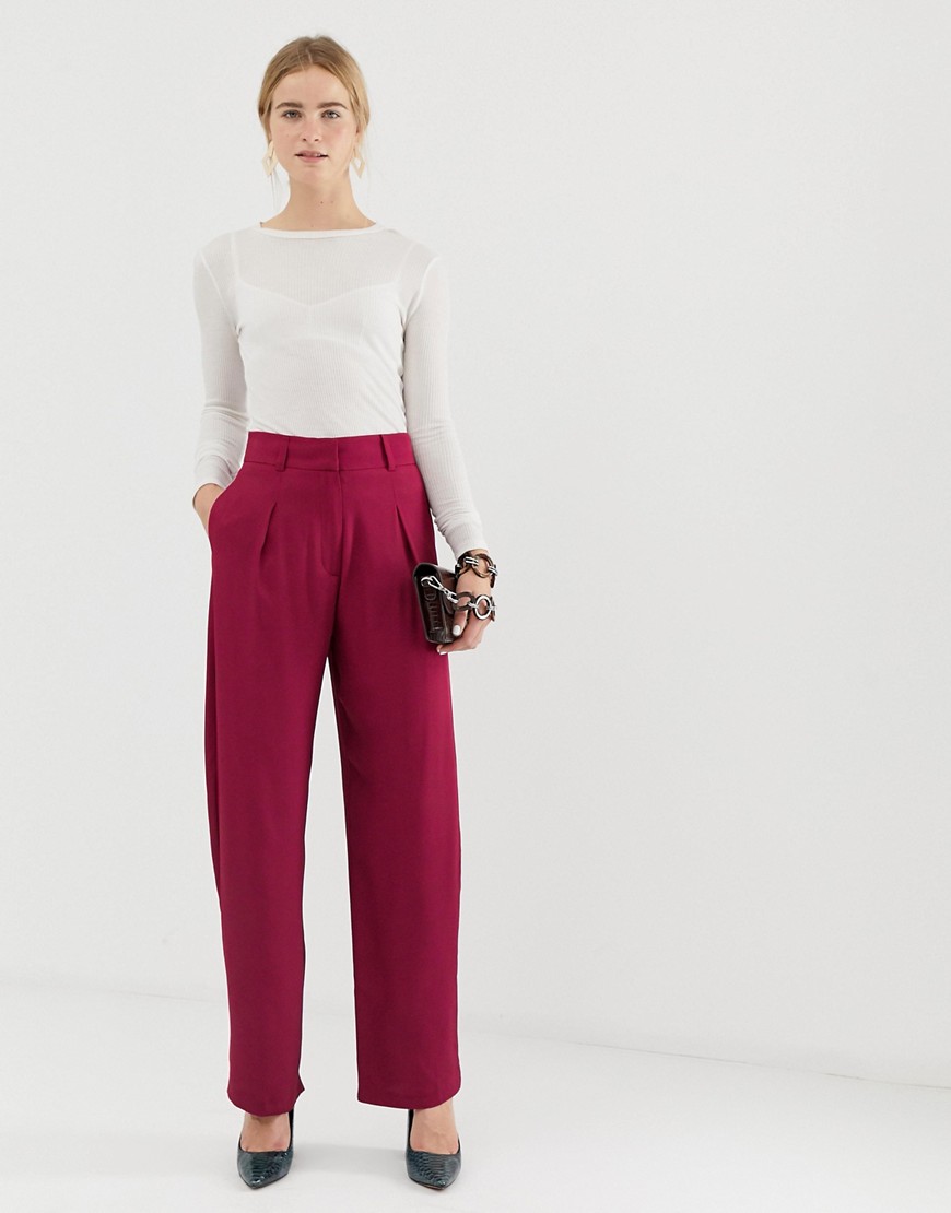 ASOS WHITE straight leg high waisted trousers-Pink