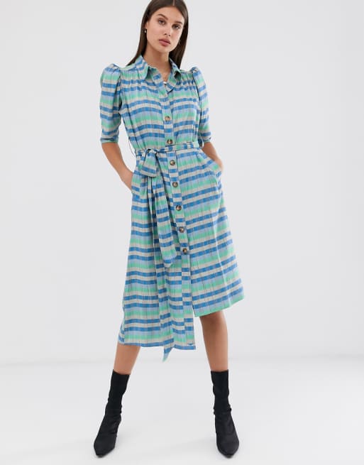 ASOS WHITE stripe belted shirt dress