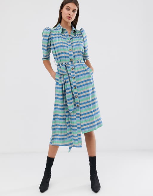 ASOS WHITE  stripe  belted  shirt  dress  ASOS