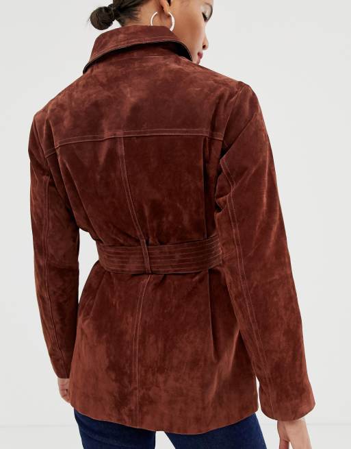 Suede hot sale belted jacket