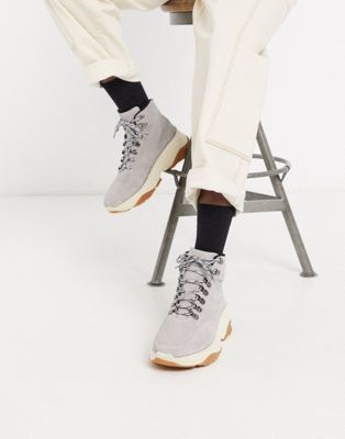 ASOS WHITE suede boots with chunky sole in grey