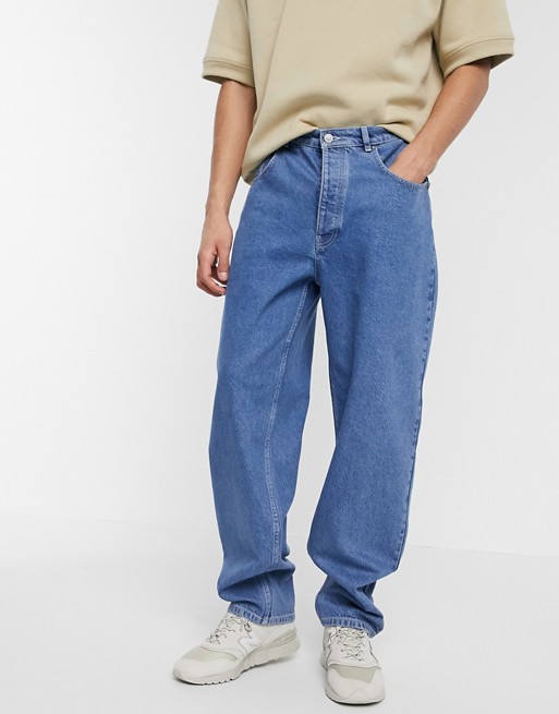ASOS WHITE super baggy jeans in mid wash blue