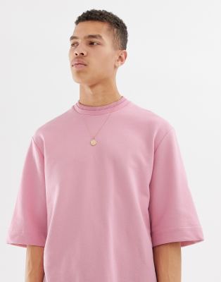 Asos À Oversize WhiteSweat shirt Courtes Manches Rose qMSLUVGzp