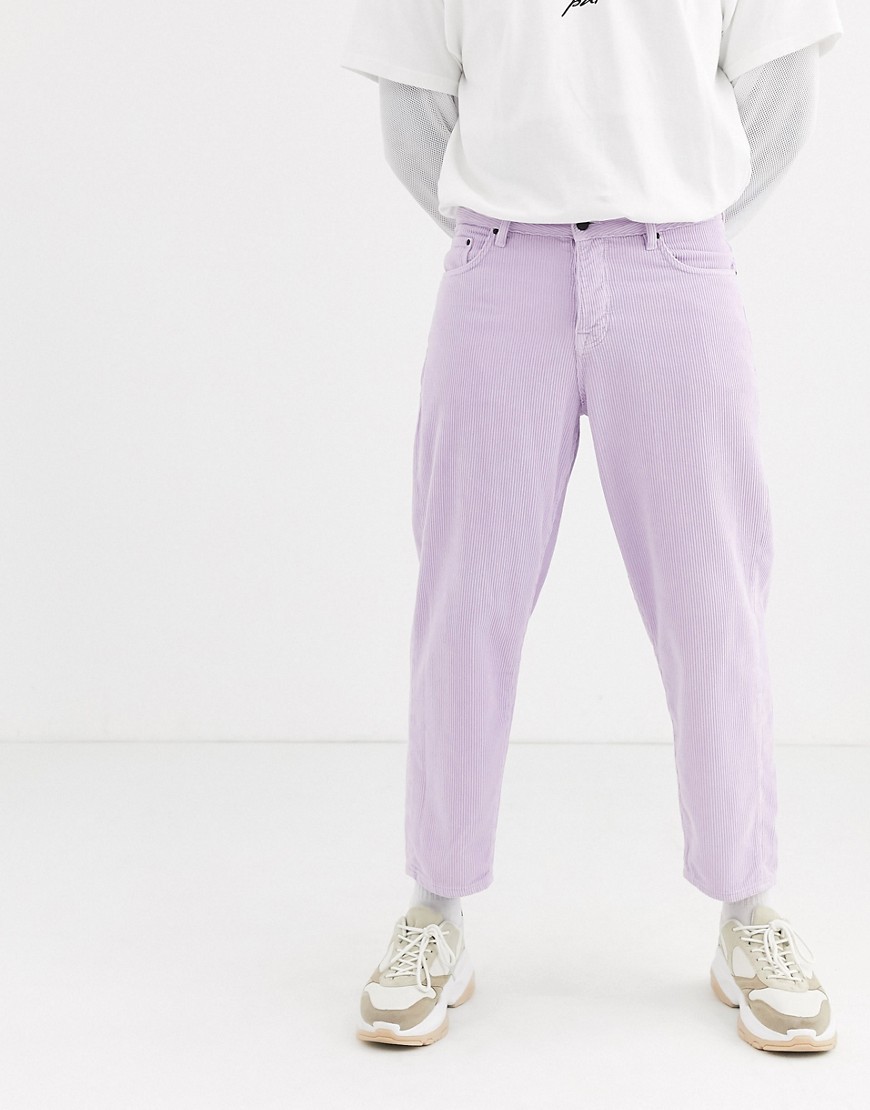 ASOS WHITE tapered cord trousers in lilac-Purple