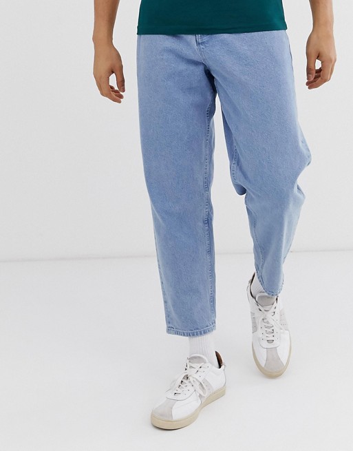 ASOS WHITE tapered jeans in 14oz light wash denim | ASOS