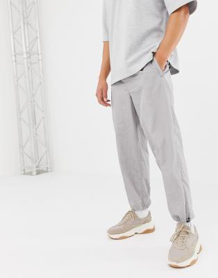 white tapered joggers