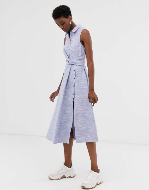 Midi sleeveless hotsell shirt dress