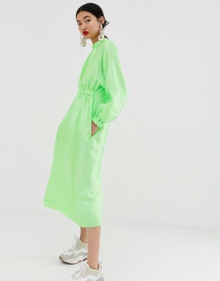 asos green and white dress