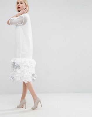white mesh midi dress