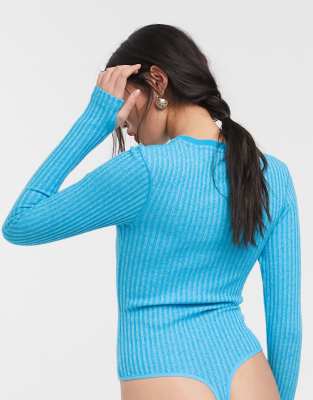 blue long sleeve bodysuit