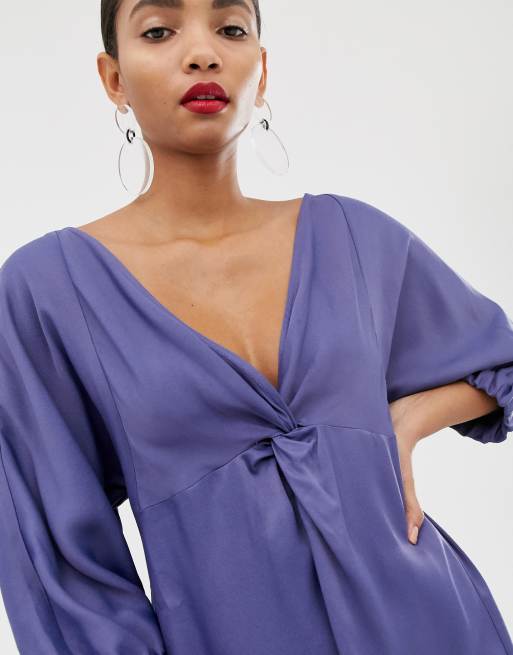 ASOS WHITE twist front plain midi dress, 3 of 4