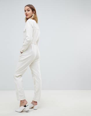 asos white denim jumpsuit