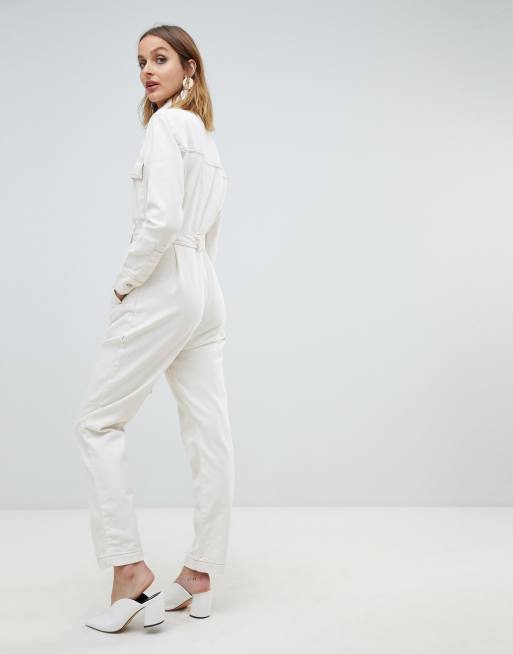 Womens white store utility jumpsuit