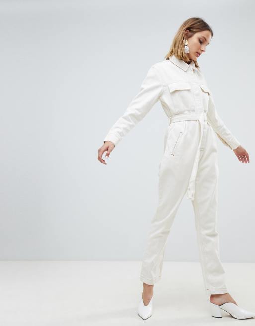 Womens white store utility jumpsuit