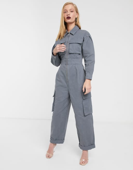 Asos white store utility jumpsuit