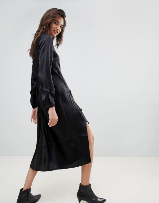 ASOS WHITE - Vestito in seta a maniche lunghe, 2 di 4
