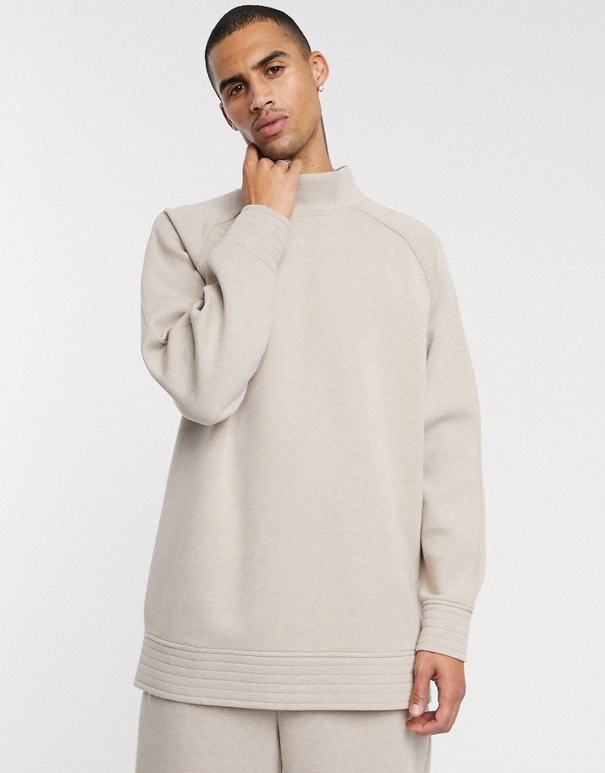 ASOS WHITE – Vid sweatshirt i kraftig jersey med förstärkta detaljer-Beige