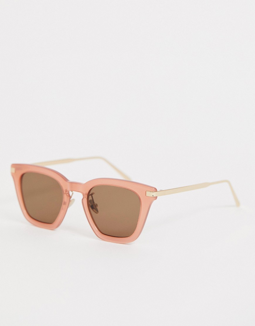 ASOS WHITE - Vierkante zonnebril van roze acetaat