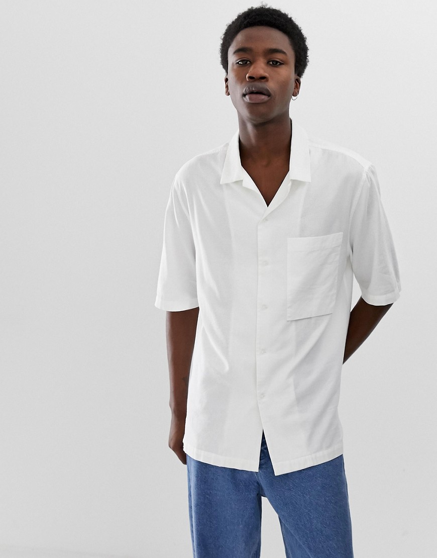 ASOS WHITE – Vit strukturerad skjorta med lös passform