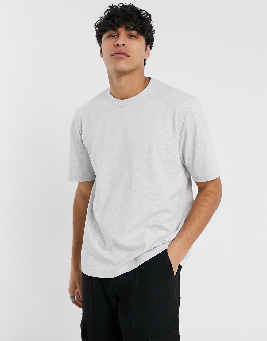 ASOS WHITE – Vitmelerad t-shirt i kraftigt tyg med lös passform