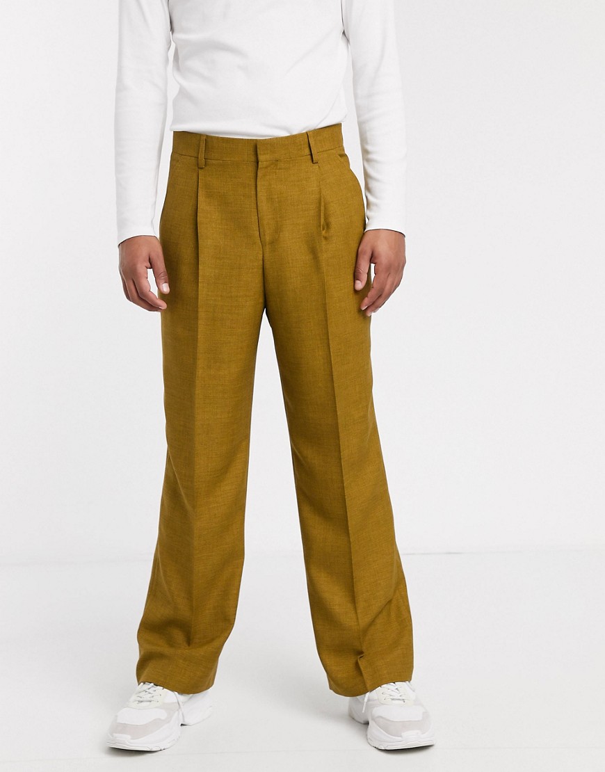 ASOS WHITE volume smart trousers in brown