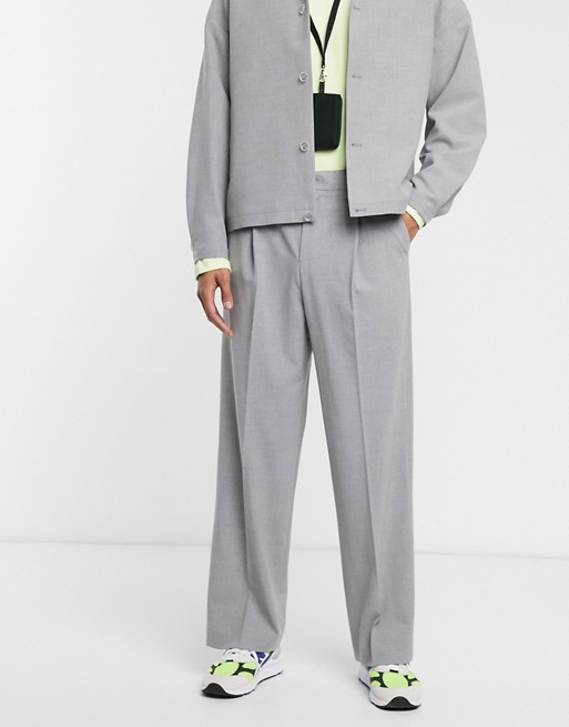 ASOS WHITE volume suit trousers in grey