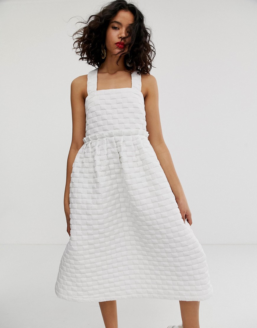 ASOS WHITE volume tiered dress-Multi