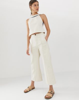 wide leg beige jeans