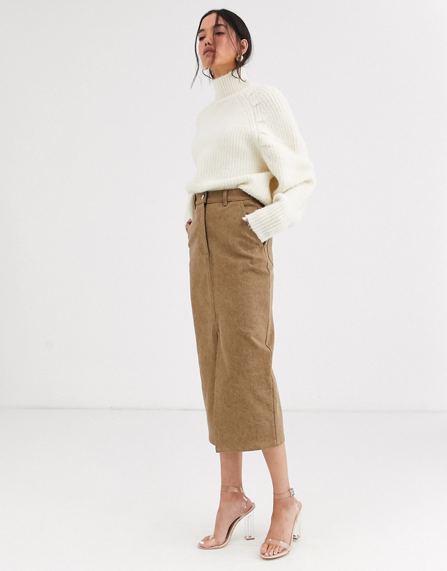 Asos White Wool Blend Statement Sleeve In White