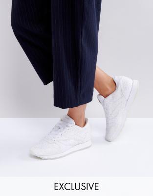 ASOS WHITE x Reebok Classic Leather In Broderie Anglaise