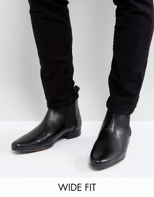 ASOS DESIGN | ASOS Wide Fit Chelsea Boots in Black Leather