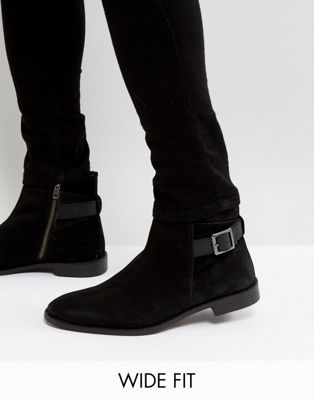 mens chelsea boots with buckle strap
