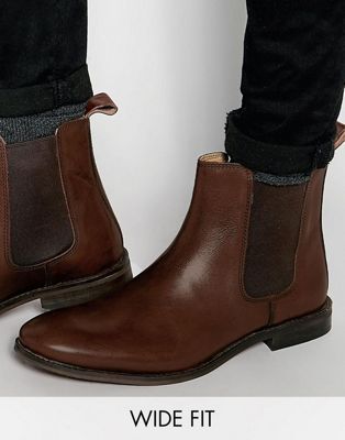 ASOS Wide Fit Chelsea Boots in Brown 