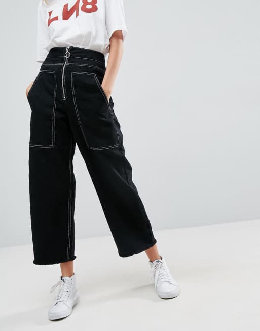 ASOS Wide Leg Utility Jeans With Big Pockets and Contract Stitch In ...