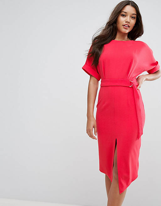 ASOS Wiggle midi dress with Split Front with D-Ring Belt | ASOS