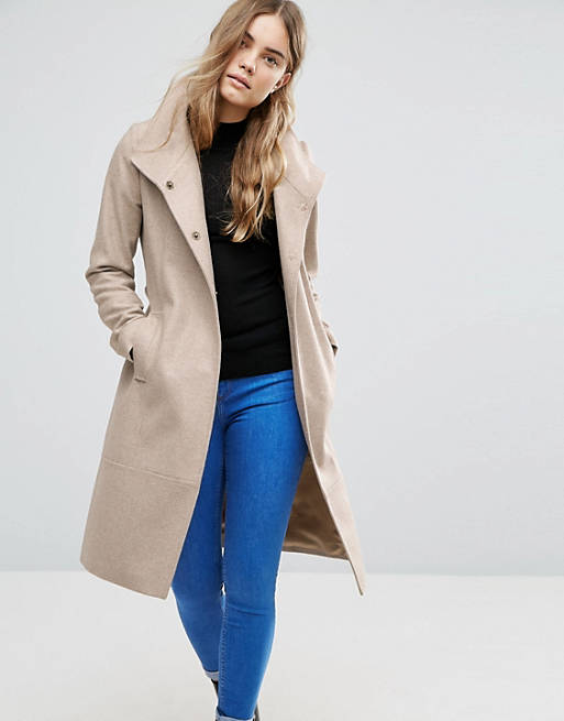 ASOS Wool blend Coat With Funnel Neck