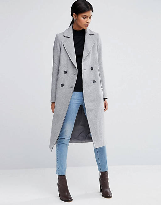 ASOS Wool Blend Coat with Raw Edges and Pocket Detail