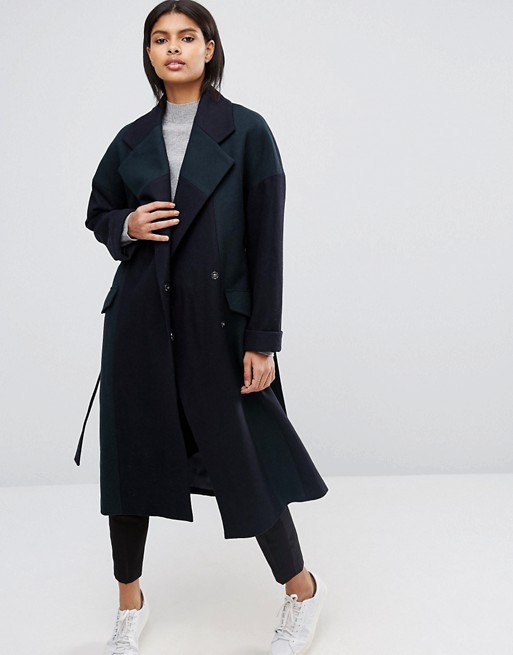 ASOS | ASOS Wool Blend Oversized Coat in Colour Block